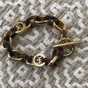 Michael Kors tortoise and gold link bracelet